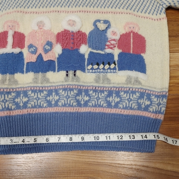 Susan Bristol Vintage Hand Embroidered Wool Shetland Winter Sweater 38 - Picture 5 of 12